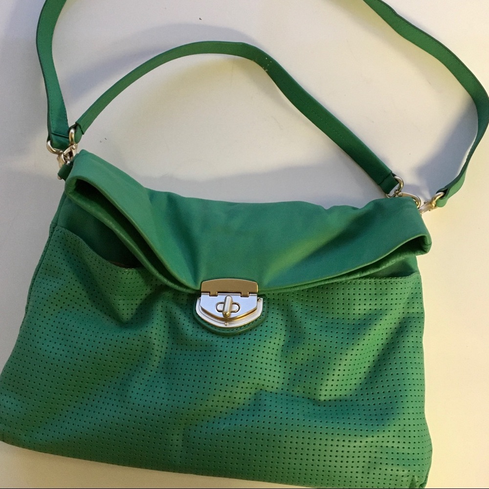 Kelly Green Leather Banana Republic Crossbody Bag